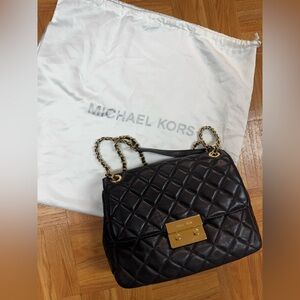 Michael kors black chain shoulder leather